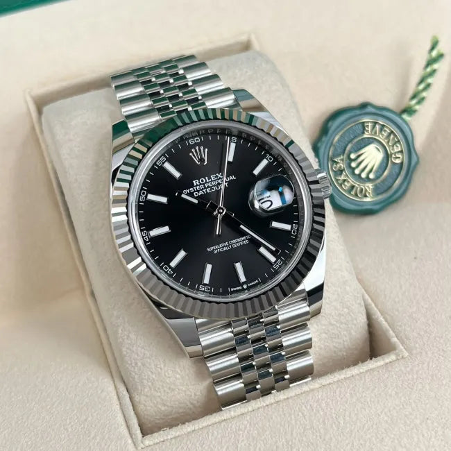 Datejust 41 Black Stick Dial Oyster Steel