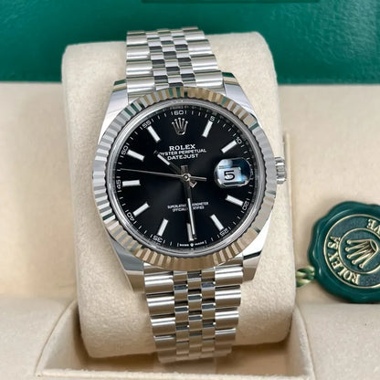 Datejust 41 Black Stick Dial Oyster Steel