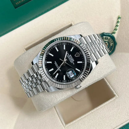 Datejust 41 Black Stick Dial Oyster Steel