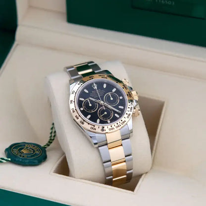 Daytona Two Tone Steel Yellow Gold Black Dial